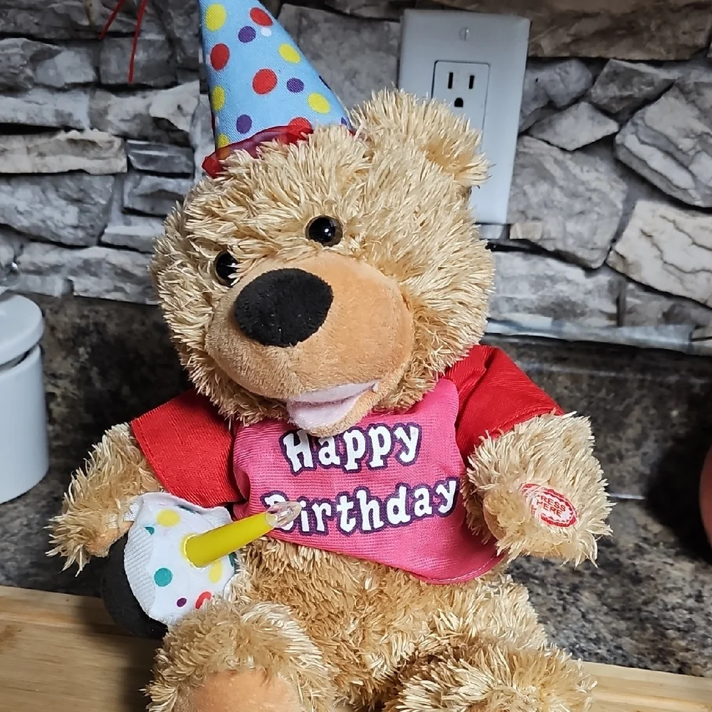 SINGING🎵🎵 LIGHT UP Happy Birthday Teddy Bear with Party Hat